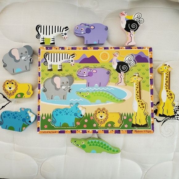 Set of 3 Melissa and Doug Puzzles Animals-Shapes-Clock - Picture 6 of 10